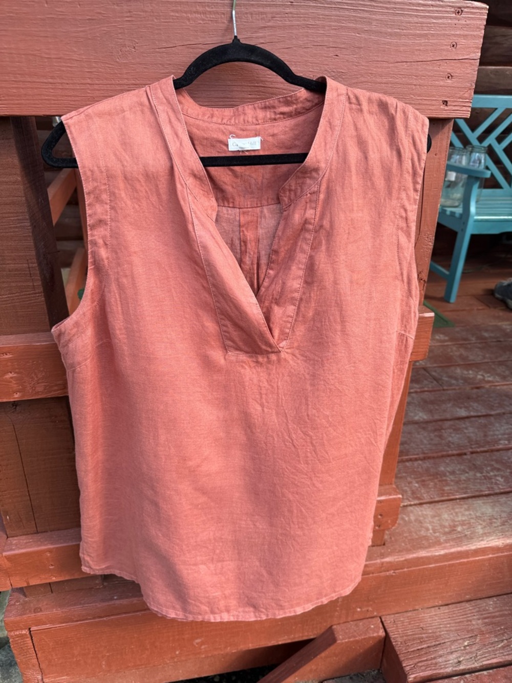 Garnet Hill, Linen, Terra Cotta, sleeveless Tank Top, size 16